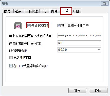 开放SOCKS4代理