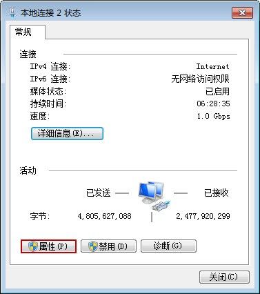 打开本地连接属性
